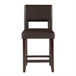 Hawthorne Collections Solid Wood Brown Counter Stool Rectangular Faux Leather Upholstered 24