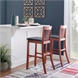 Hawthorne Collections Faux Leather Dark Cherry/Black Bar Stool Rectangular Padded Seat 42.5
