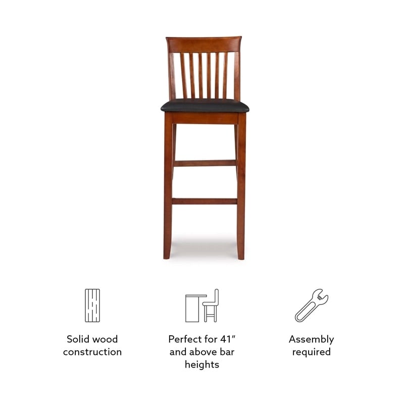 Hawthorne Collections Faux Leather Dark Cherry/Black Bar Stool Rectangular Padded Seat 42.5
