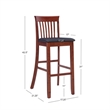 Hawthorne Collections Faux Leather Dark Cherry/Black Bar Stool Rectangular Padded Seat 42.5