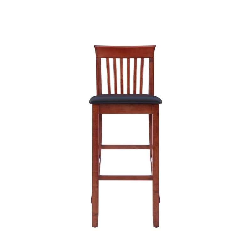 Hawthorne Collections Faux Leather Dark Cherry/Black Bar Stool Rectangular Padded Seat 42.5