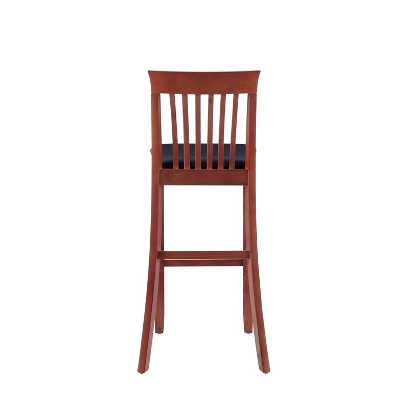 Hawthorne Collections Faux Leather Dark Cherry/Black Bar Stool Rectangular Padded Seat 42.5