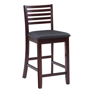 Hawthorne Collections 25&quot Wood & Faux Leather Counter Stool in Dark Merlot/Black
