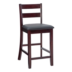 Hawthorne Collections 25&quot Wood & Faux Leather Counter Stool in Dark Merlot