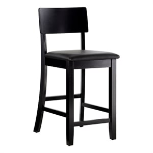 Hawthorne Collections 25&quot Contemporary Wood/Faux Leather Counter Stool in Black