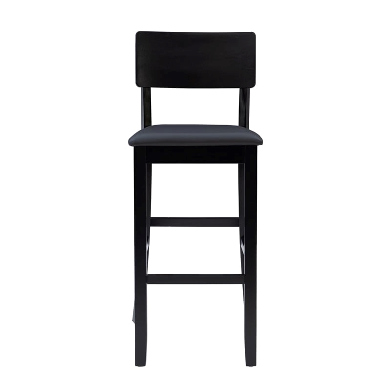 Hawthorne Collections Faux Leather Black Bar Stool Rectangular Padded 31