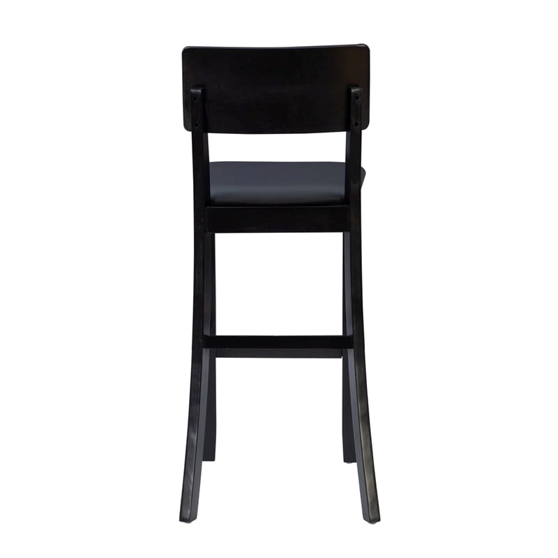Hawthorne Collections Faux Leather Black Bar Stool Rectangular Padded 31