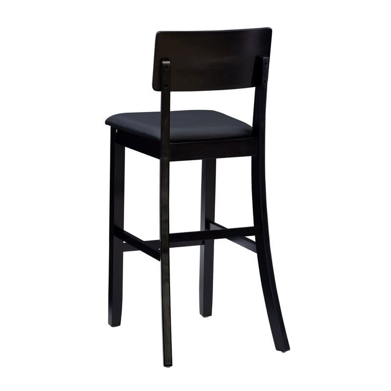 Hawthorne Collections Faux Leather Black Bar Stool Rectangular Padded 31