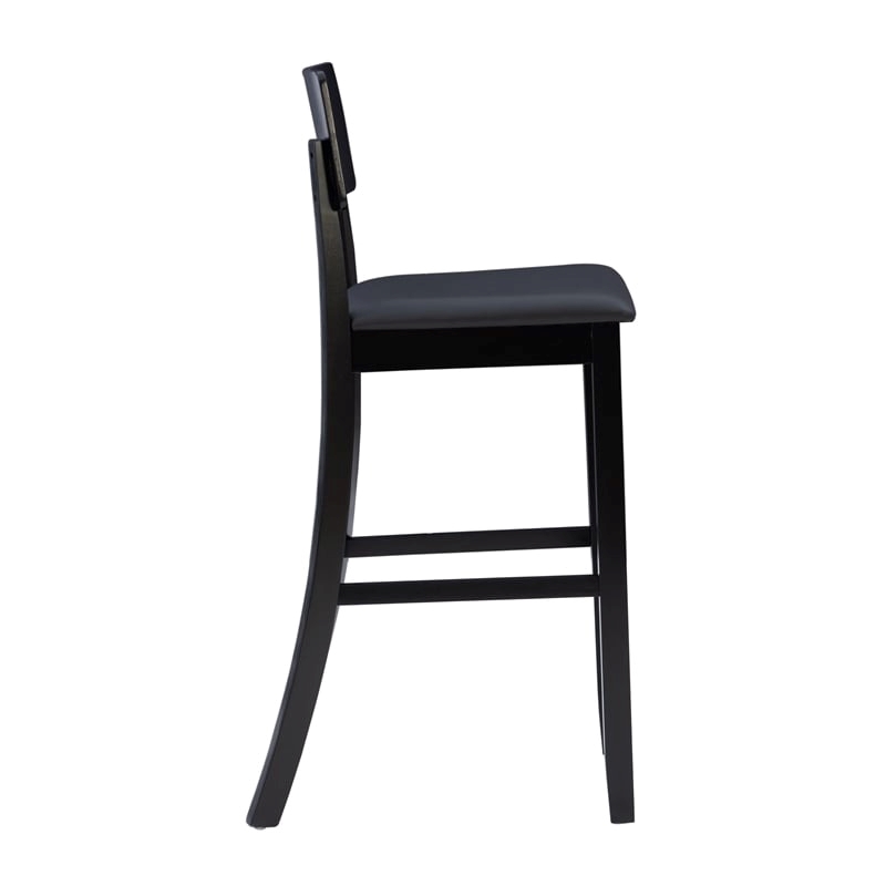 Hawthorne Collections Faux Leather Black Bar Stool Rectangular Padded 31