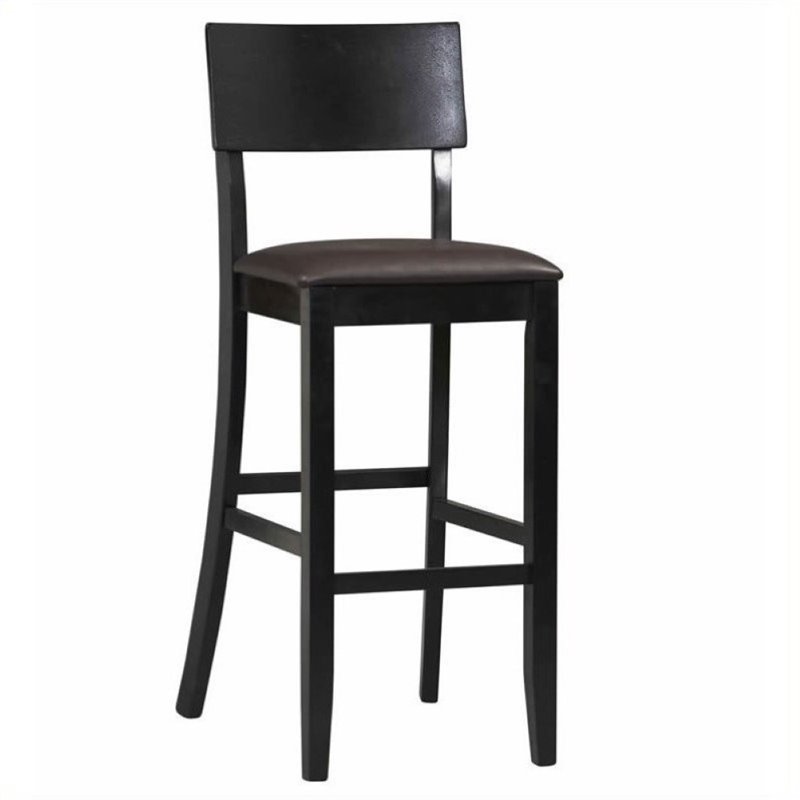 Hawthorne Collections Faux Leather Black Bar Stool Rectangular Padded 31