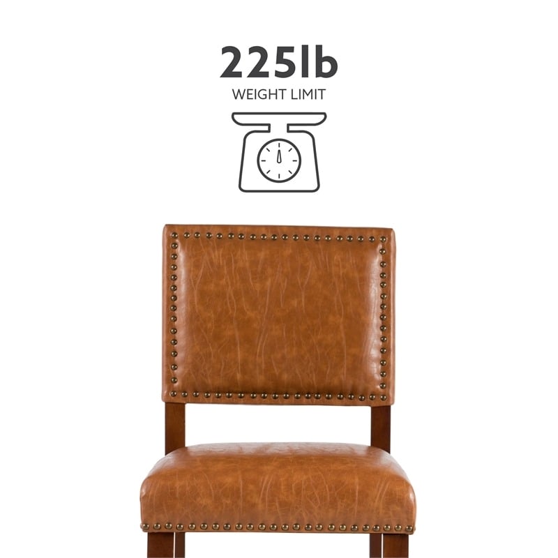 Hawthorne Collections Faux Leather Dark Caramel Counter Stool Rectangular 39.5