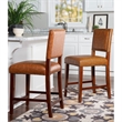 Hawthorne Collections Faux Leather Dark Caramel Counter Stool Rectangular 39.5