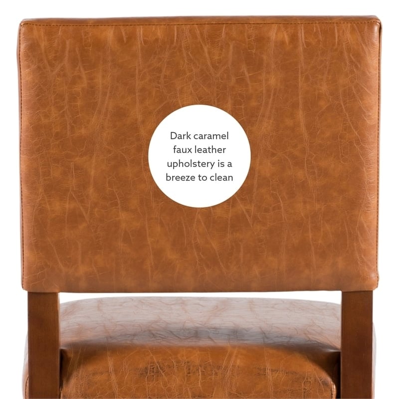 Hawthorne Collections Faux Leather Dark Caramel Counter Stool Rectangular 39.5