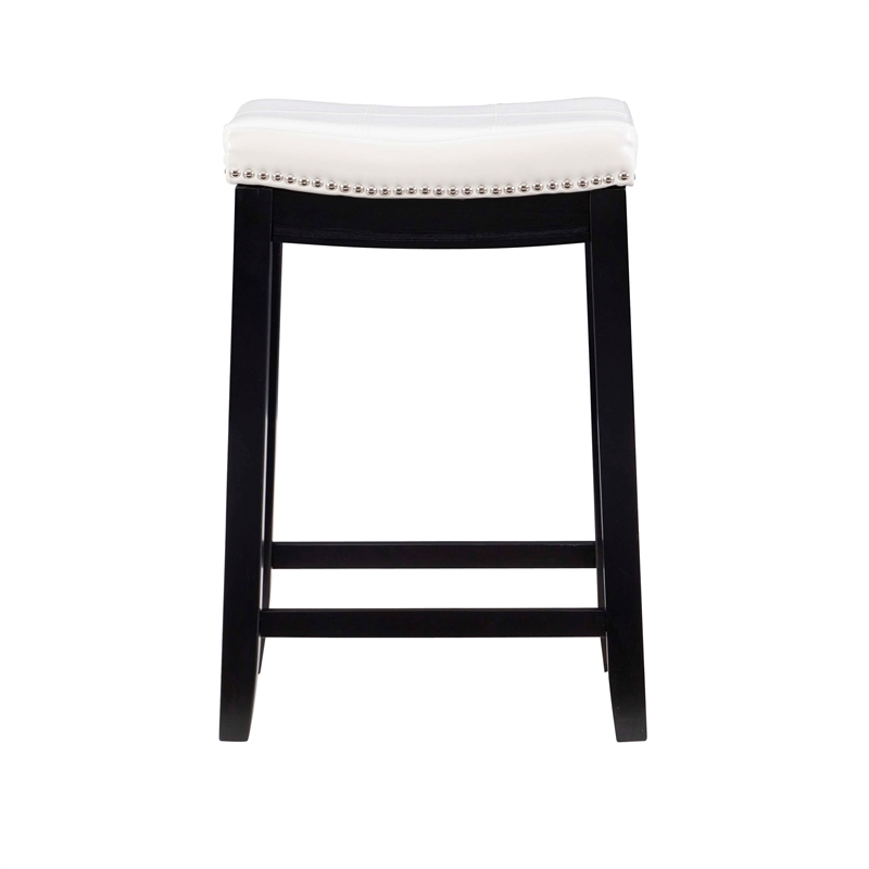 Hawthorne Collections Faux Leather White Counter Stool Rectangular 26.5