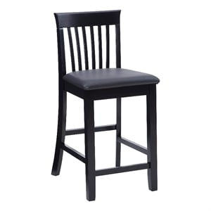 Hawthorne Collections 25&quot Transitional Wood/Faux Leather Counter Stool in Black