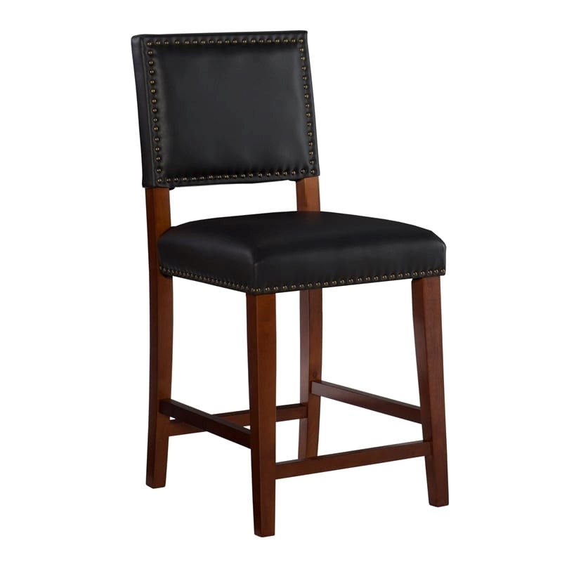 Hawthorne Collections Faux Leather Black Counter Stool Rectangular Comfortable 24