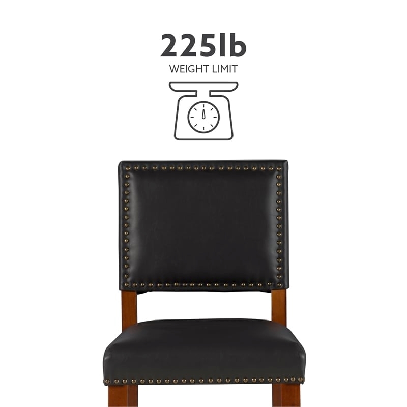 Hawthorne Collections Faux Leather Black Counter Stool Rectangular Comfortable 24