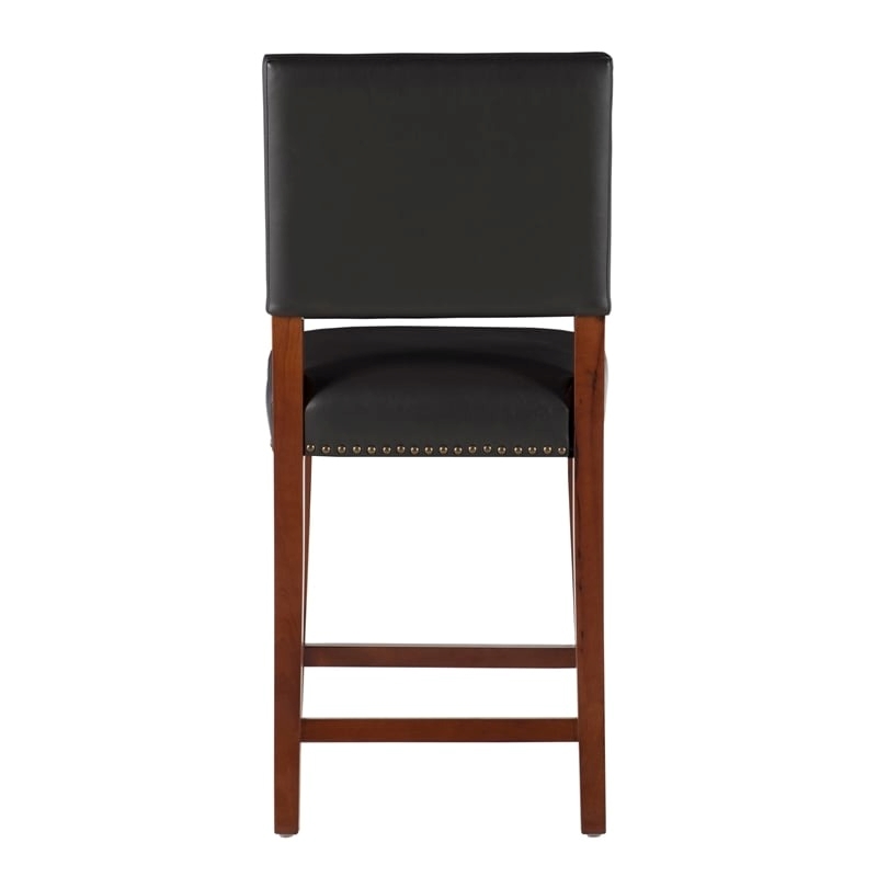 Hawthorne Collections Faux Leather Black Counter Stool Rectangular Comfortable 24