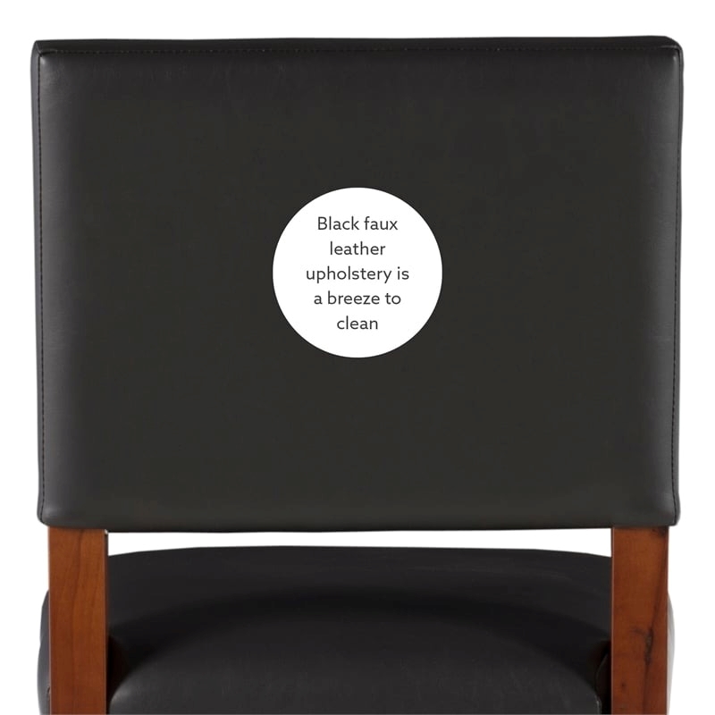 Hawthorne Collections Faux Leather Black Counter Stool Rectangular Comfortable 24