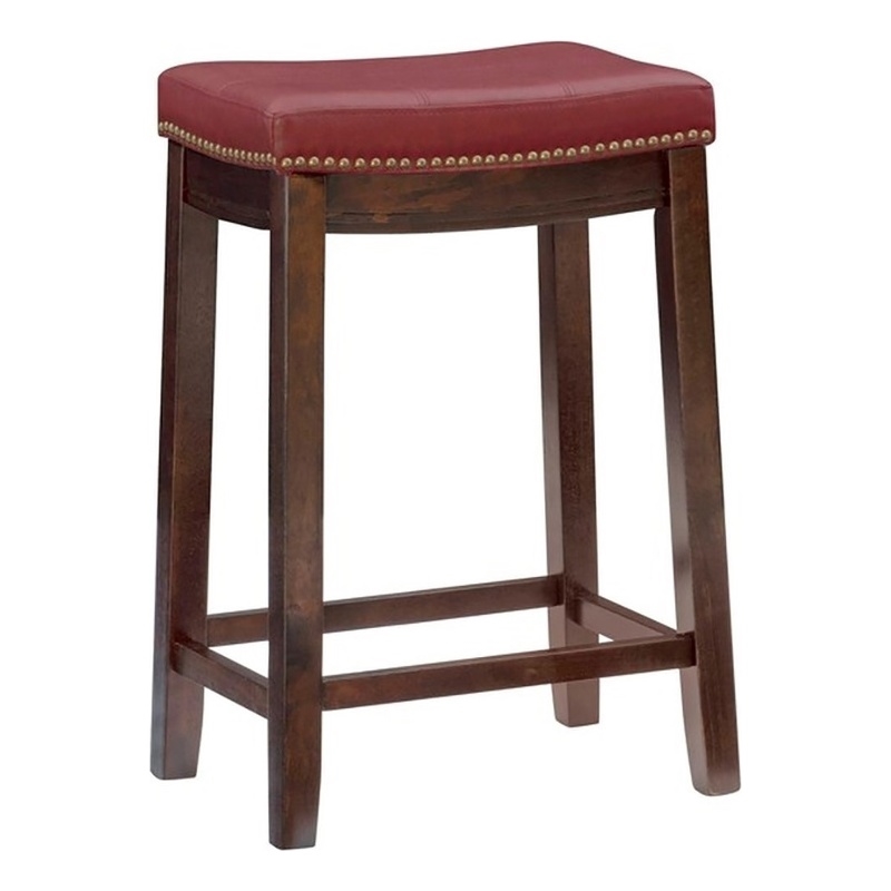 Hawthorne Collections Faux Leather Red Counter Stool Rectangular 26