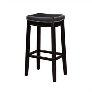 Hawthorne Collection 30&quot Faux Leather Bar Stool in Black