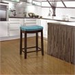 Hawthorne Collections Faux Leather Blue Counter Stool Rectangular Antiqued Brass Nail Heads 26