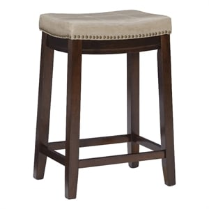 Hawthorne Collections Faux Leather Beige Counter Stool Rectangular 26.5&quot Unassembled