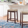 Hawthorne Collections Faux Leather Beige Counter Stool Rectangular 26.5