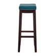 Hawthorne Collections Rubberwood Blue Bar Stool Rectangular Antiqued Brass 32.25
