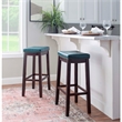 Hawthorne Collections Rubberwood Blue Bar Stool Rectangular Antiqued Brass 32.25