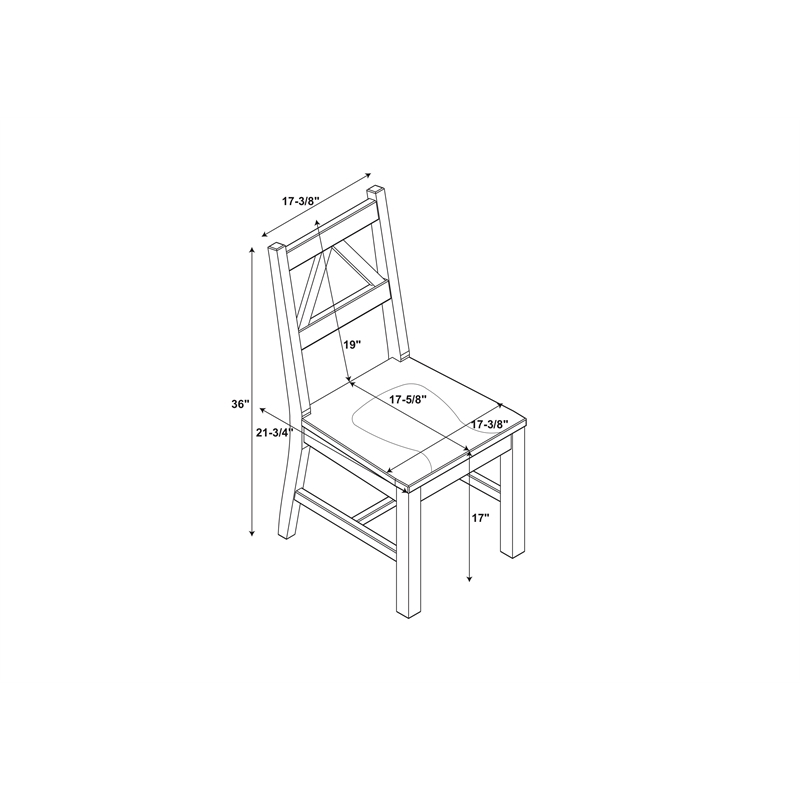 Hawthorne Collections 17'' Transitional Wood Dining Chair in Tobacco Brown