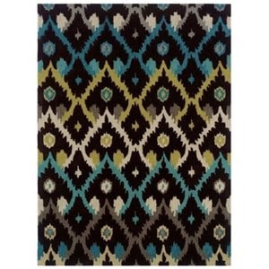 Hawthorne Collection 5' x 7' Hand Tufted Rug in Black and Teal