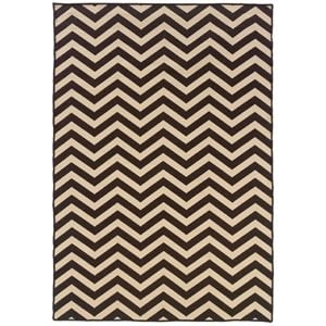 Hawthorne Collection 5' x 8' Hand Woven Chevron Wool Rug in Brown