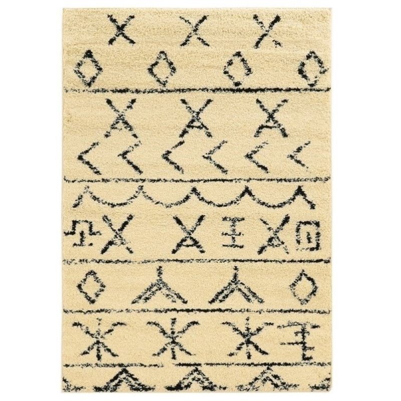 Hawthorne Collection 5' x 7' Shag Rug in Ivory