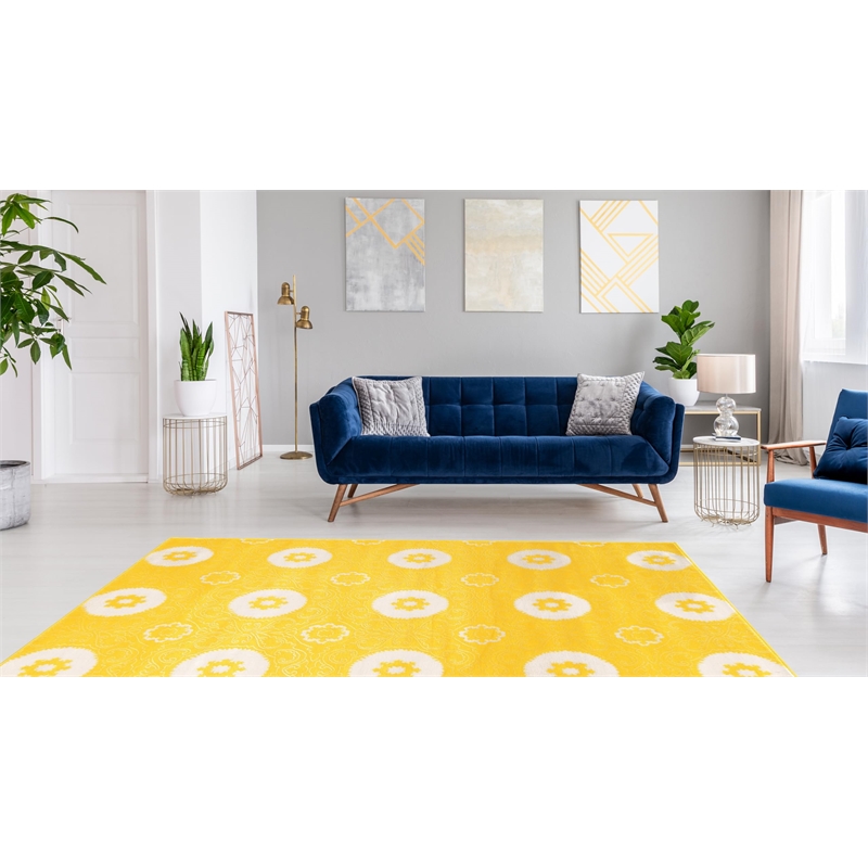 Hawthorne Polypropylene Yellow Rug Rectangular 8' x 10'4