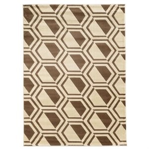 Hawthorne Collection 5'3&quot x 7' Comb Rug in Ivory and Beige