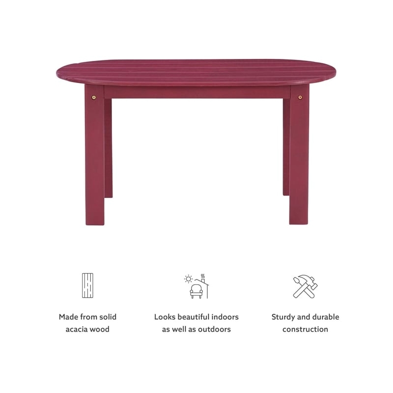 Hawthorne Collections Transitional Wood Outdoor Coffee Table in Red