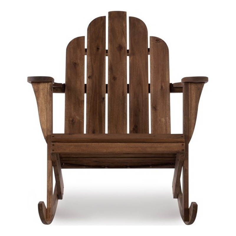 Hawthorne Collections Solid Wood Acorn Brown Rocking Chair Rectangular 37.2