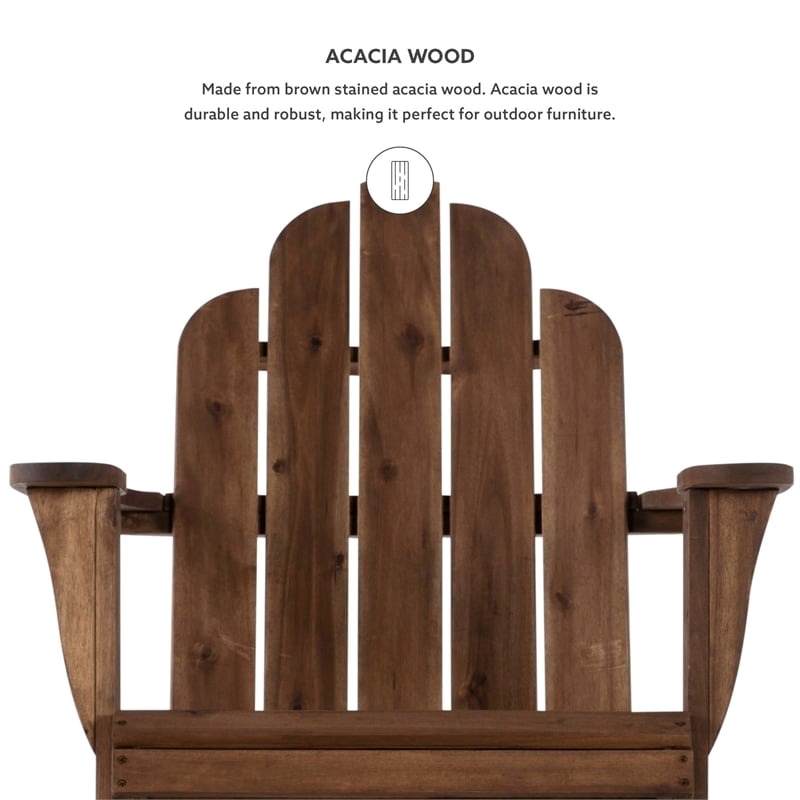 Hawthorne Collections Solid Wood Acorn Brown Rocking Chair Rectangular 37.2