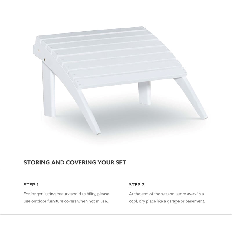 Hawthorne Collections Transitional Wood Outdoor Ottoman in White