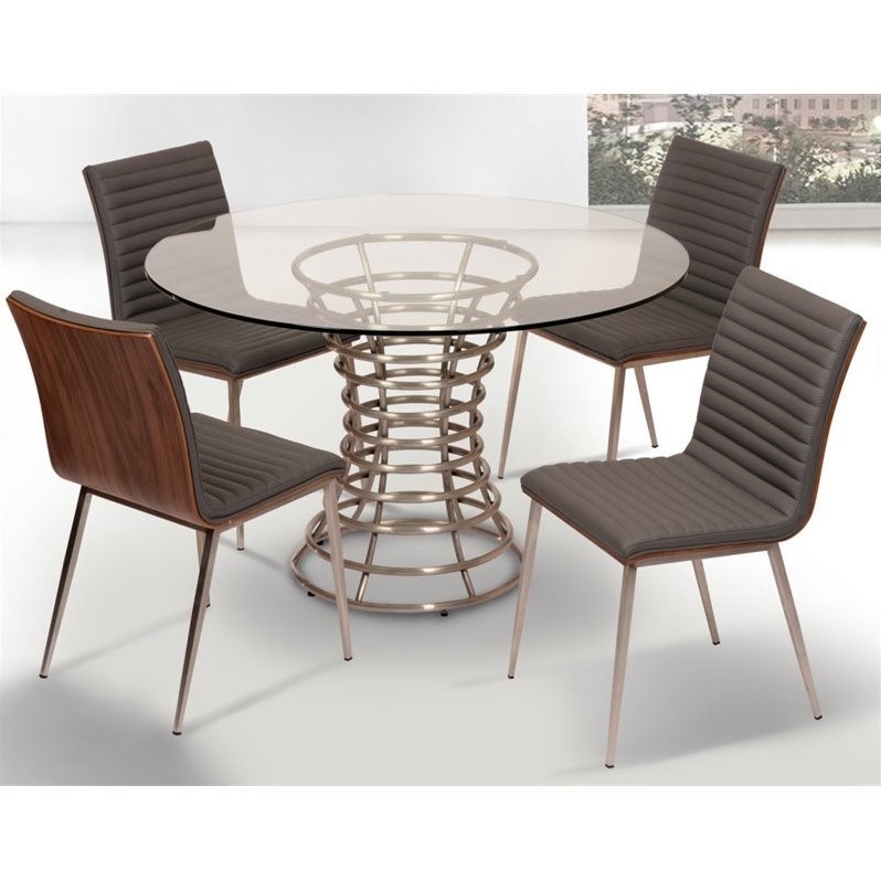 Hawthorne Collections Modern Faux Leather Upholstered Dining Chair in Gray