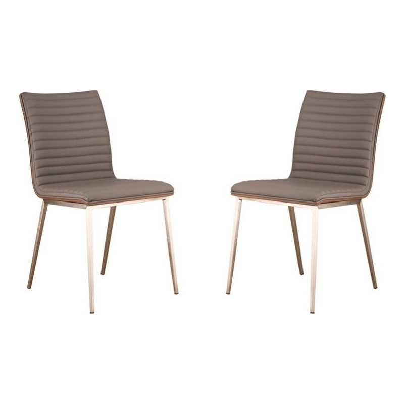 Hawthorne Collections Modern Faux Leather Upholstered Dining Chair in Gray