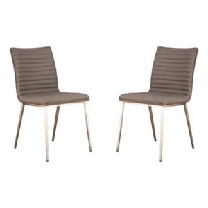 Hawthorne Collections Modern Faux Leather Upholstered Dining Chair in Gray