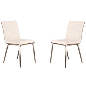 Hawthorne Collections 33.5&quot Faux Leather Upholstered Dining Chair in White