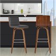 Hawthorne Collections Faux Leather Gray Bar Stool Contemporary 30