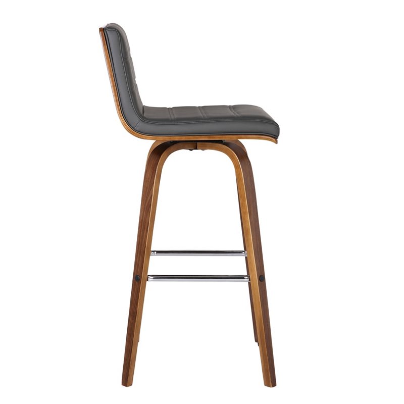 Hawthorne Collections Faux Leather Gray Bar Stool Contemporary 30