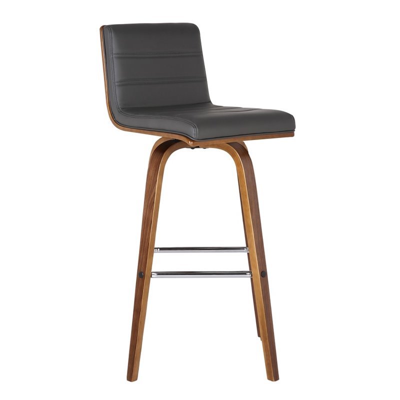 Hawthorne Collections Faux Leather Gray Bar Stool Contemporary 30