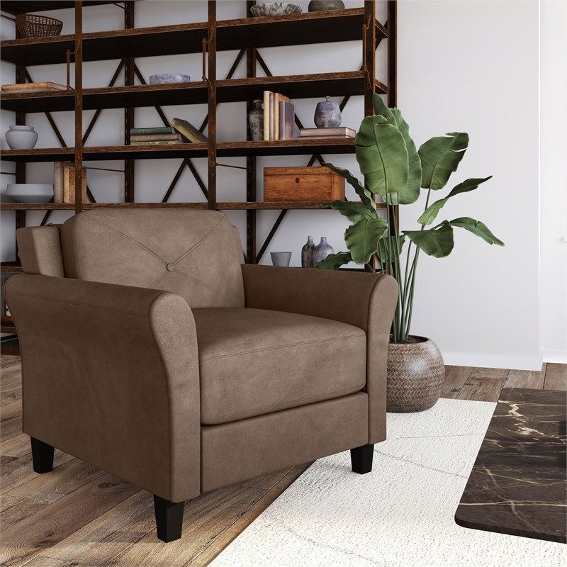 Hawthorne Collections Polyester Microfiber Brown Chair Round Stylish 33.9