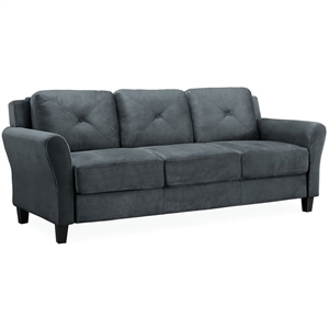 Hawthorne Collections Microfiber Dark Gray Sofa Rectangular Durable 78.8&quot Unassembled