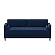 Hawthorne Collections Cushion Back Mid-Century Fabric Sofa in Navy Blue